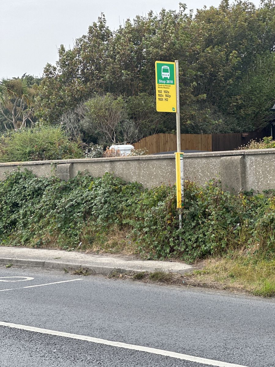 Bus from Monks Meadow to Dublin Airport — stop 3618 — bus stop, Coast Road