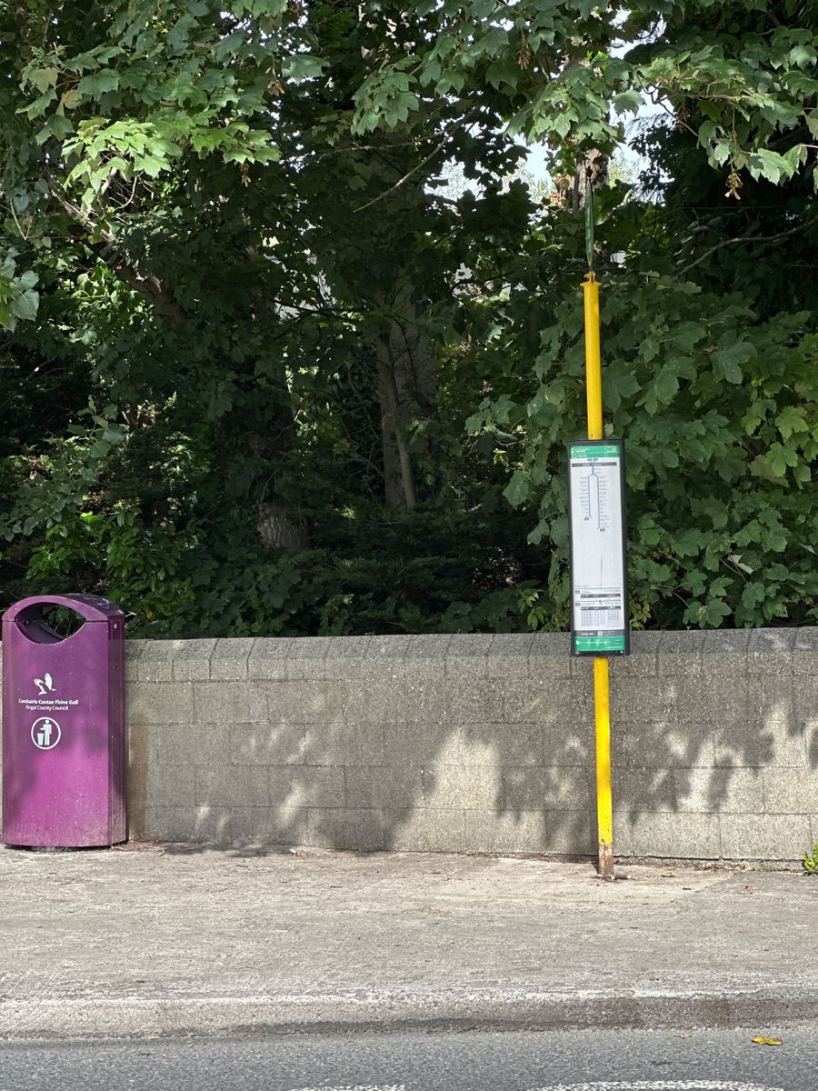 Bus from Highfield Green to Sutton Station, Swords Manor, Ormond Avenue and Swords Pavilions — stop 4926 — bus stop, Forest Road